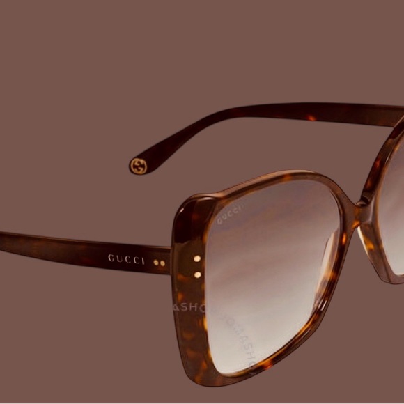 GUCCI Brown Gradient Turquoise-002 Butterfly Ladies Sunglasses | OS | Preowned - Picture 5 of 15